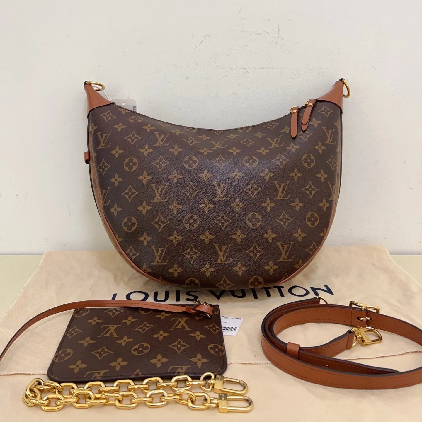 Louis Vuitton Loop Monogram Canvas Brown Shoulder Bag Crossbody Excellent