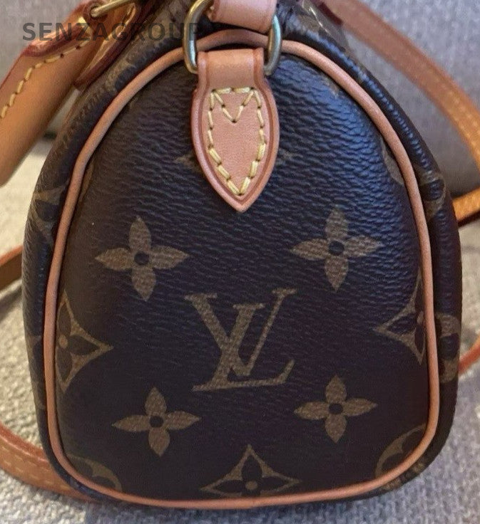 Louis Vuitton Speedy Nano Monogram Top Handle Bag Crossbody Brown Women Classic