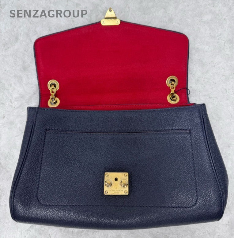 Louis Vuitton Monogram Chain Shoulder Bag Blue Gold Hardware Women Classic