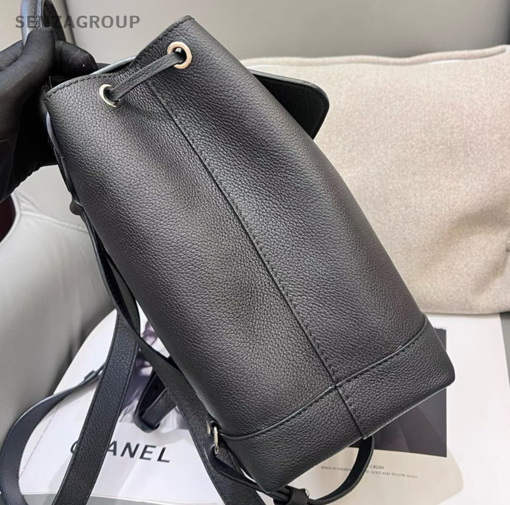 Louis Vuitton Lockme Calfskin Backpack Black Silver Unisex Adults Classic