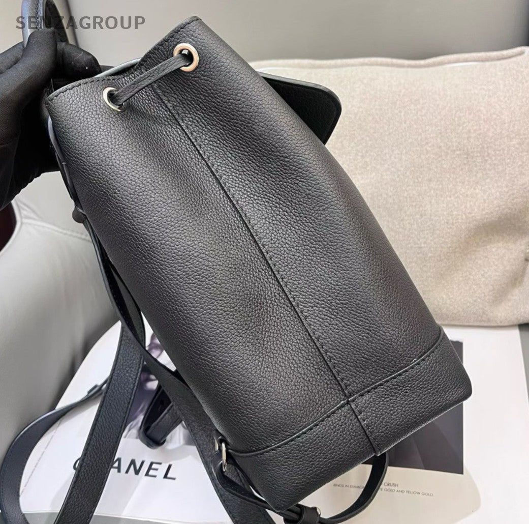 Louis Vuitton Lockme Calfskin Backpack Black Silver Unisex Adults Classic