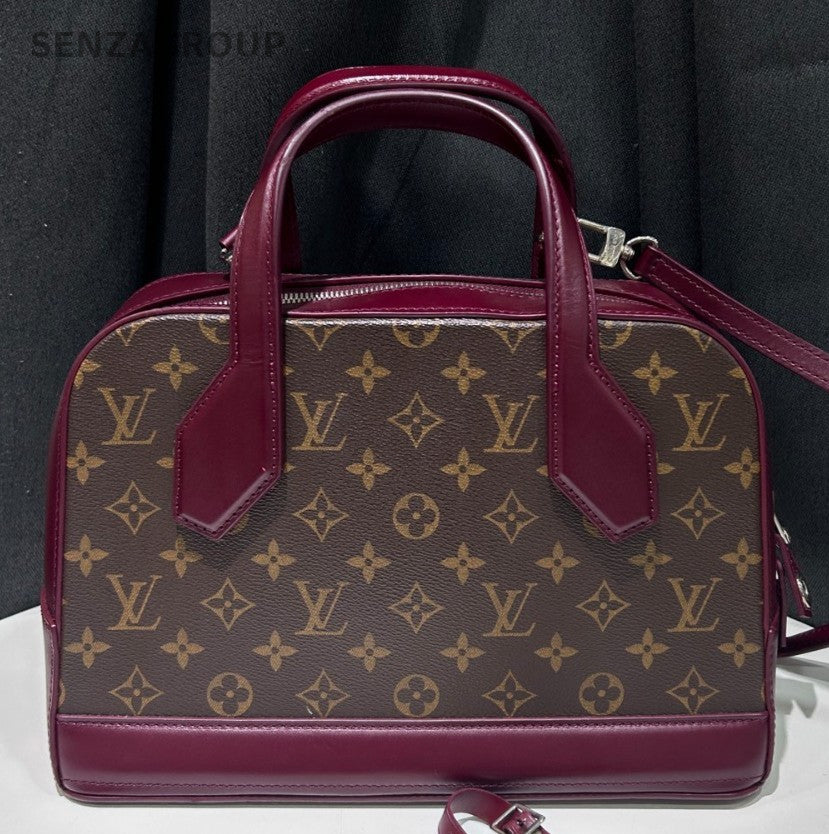 Louis Vuitton Dora Mng PM Monogram Top Handle Bag Crossbody Red Silver Women