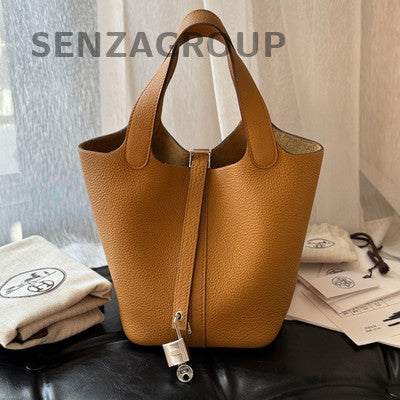 Hermes Picotin 18 Brown Silver Hardware Tote Shoulder Bag Women