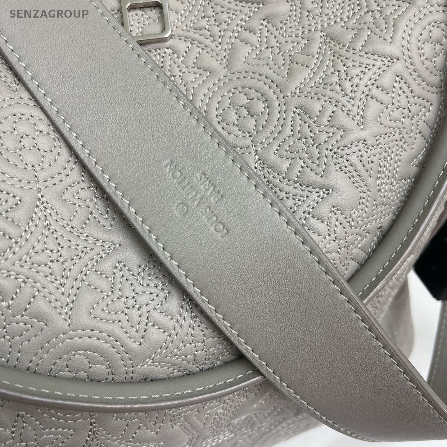 Louis Vuitton Embroidered 2Way Top Handle Shoulder Bag Gray Silver Women Classic