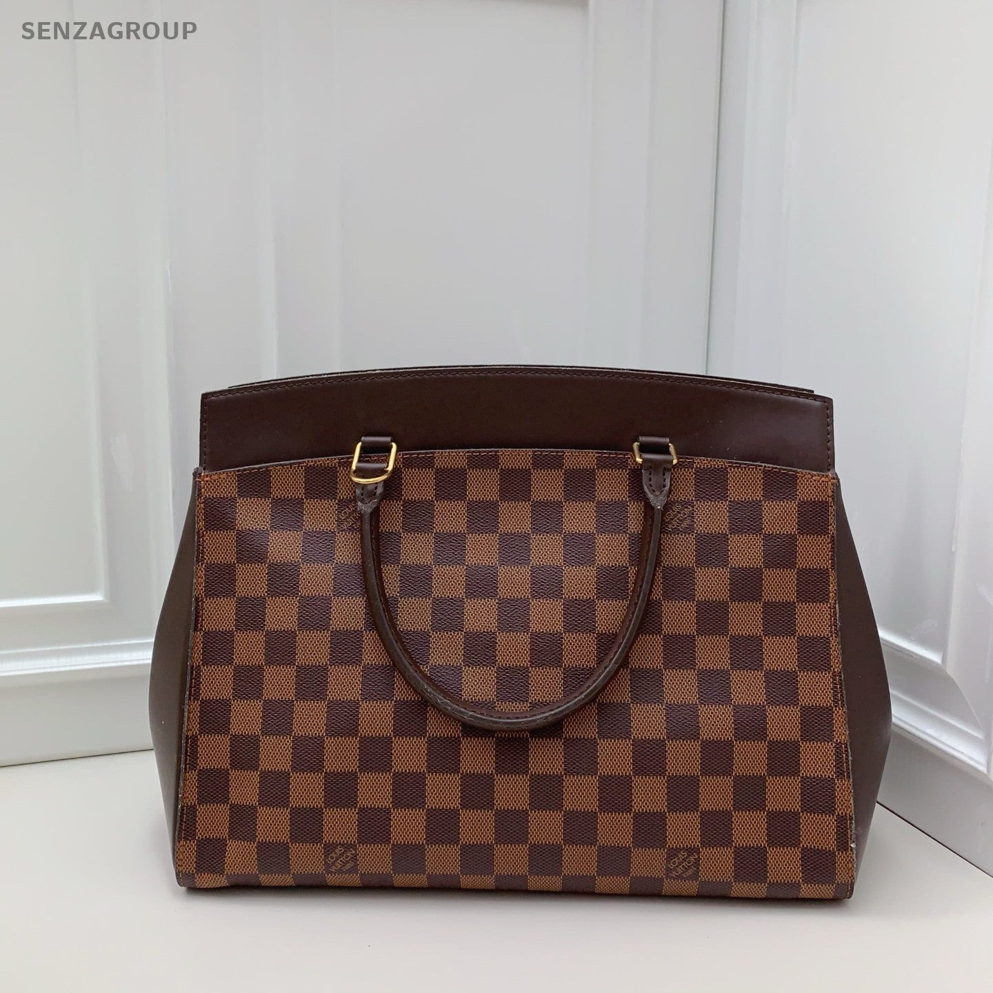Louis Vuitton Damier Ebene Top Handle 2way Shoulder Handbag Brown
