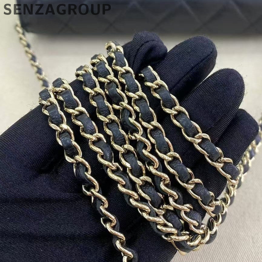 Chanel Black Lambskin Gold CC Logo WOC Chain Shoulder Crossbody Bag