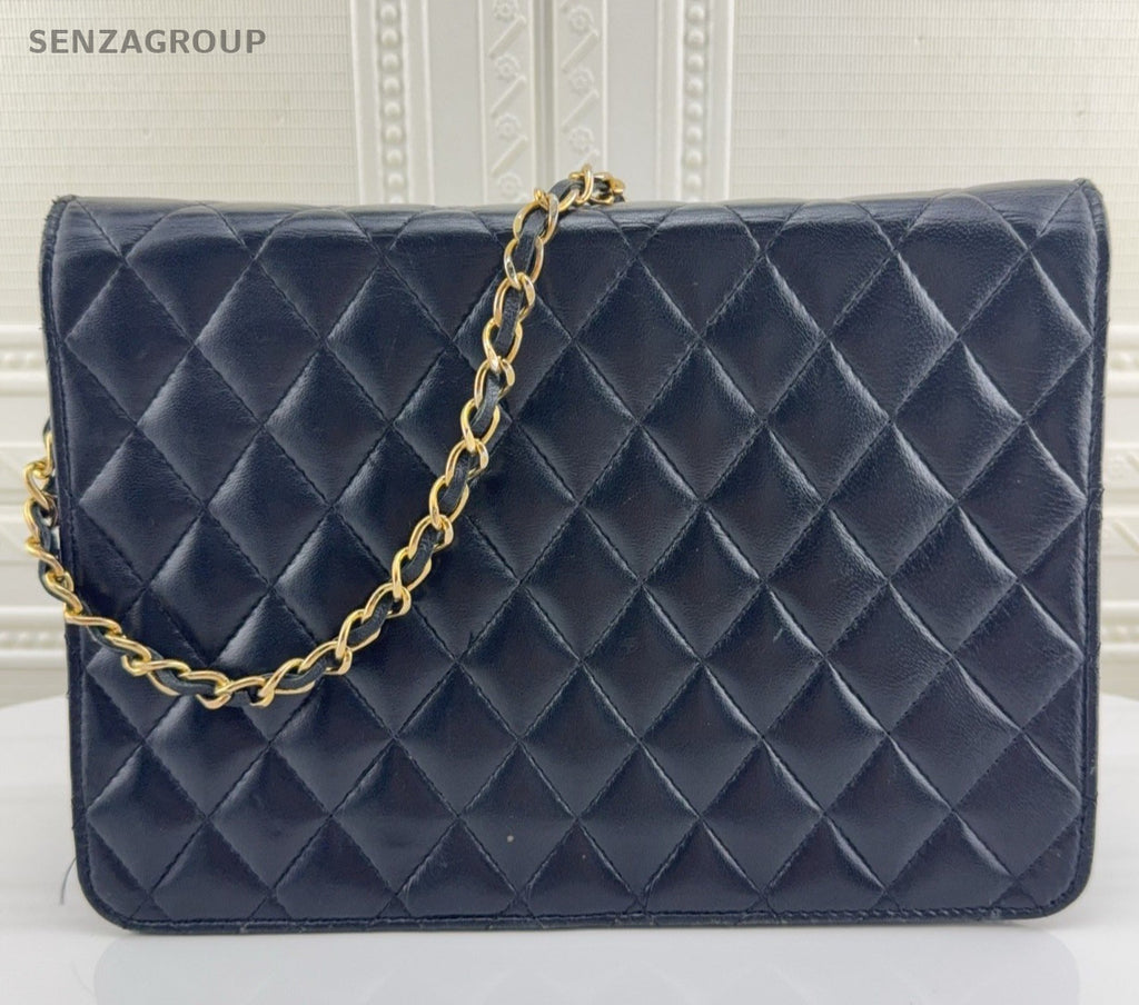 Chanel WOC Vintage Chain Shoulder Bag Black Gold Women Classic Diamond Women