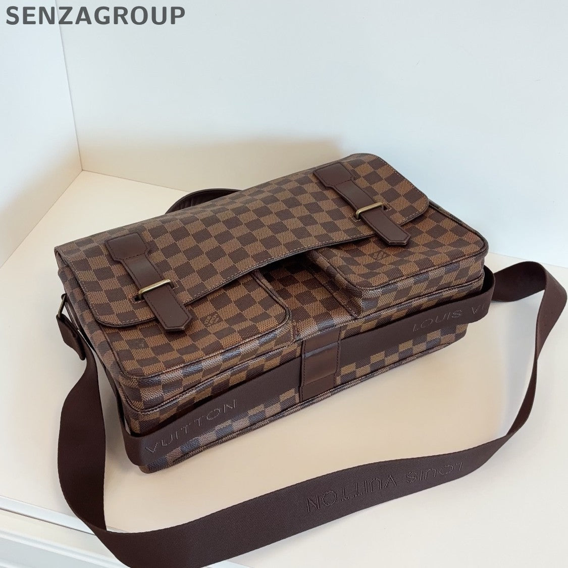 Louis Vuitton Satchel Damier Ebene Top Handle Crossbody Brown Unisex Adults