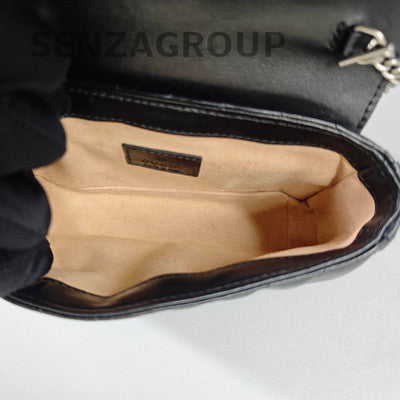 Gucci Marmont Mini Chain Shoulder Bag in Black Silver