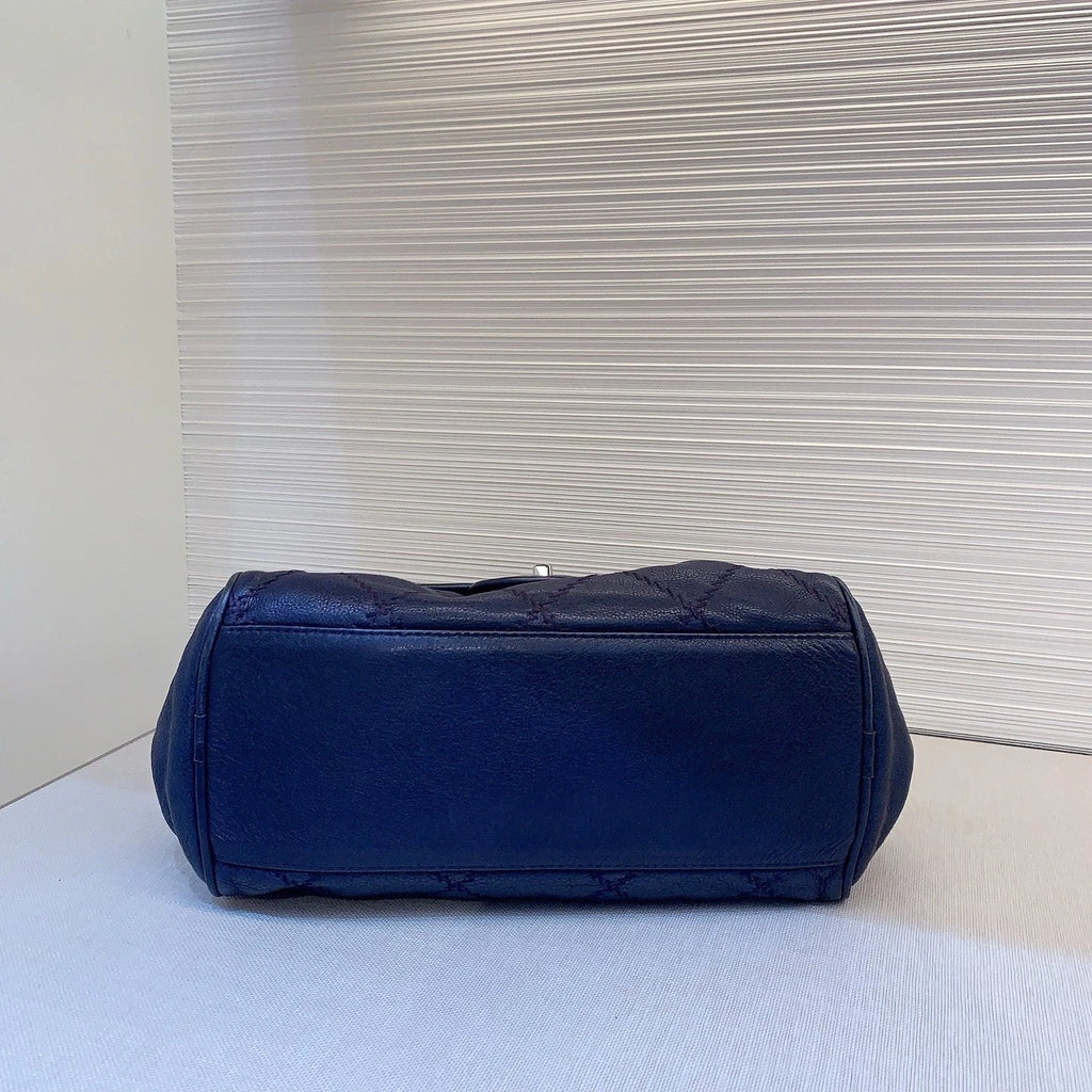 CHANEL Blue Leather Pumpkin Shoulder Bag For Women
