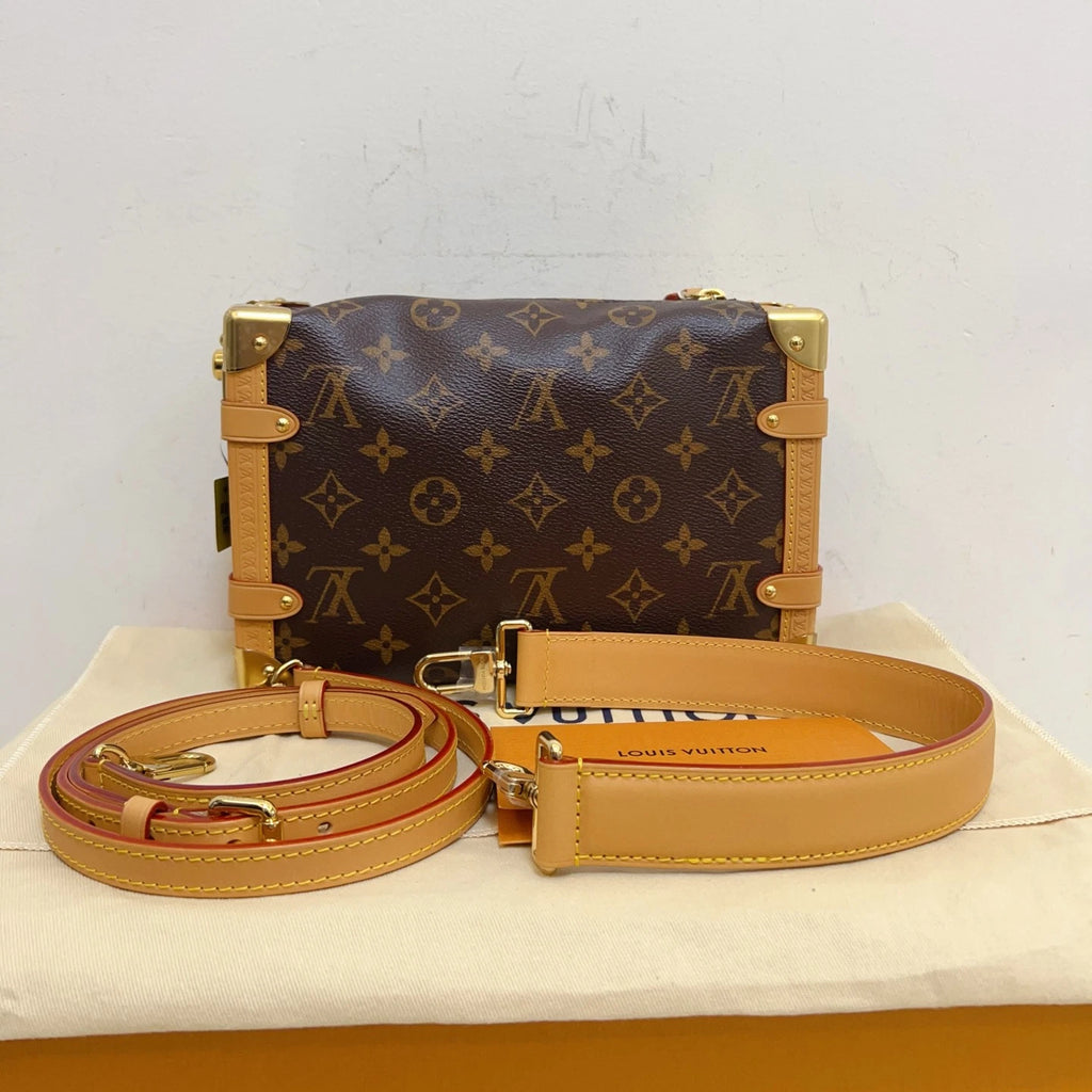Louis Vuitton Side Trunk MM Monogram Top Handle Shoulder Bag Brown Gold