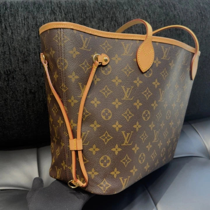 Louis Vuitton Neverfull MM Monogram Tote Shoulder Bag Brown Women D