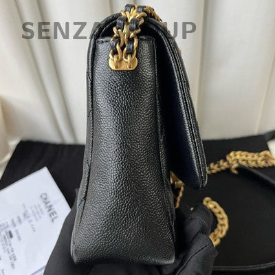 Chanel Black Gold Classic Flap Quilted Chain Shoulder Crossbody Bag