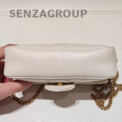 Gucci Marmont Mini White Gold Chain Shoulder Crossbody Bag