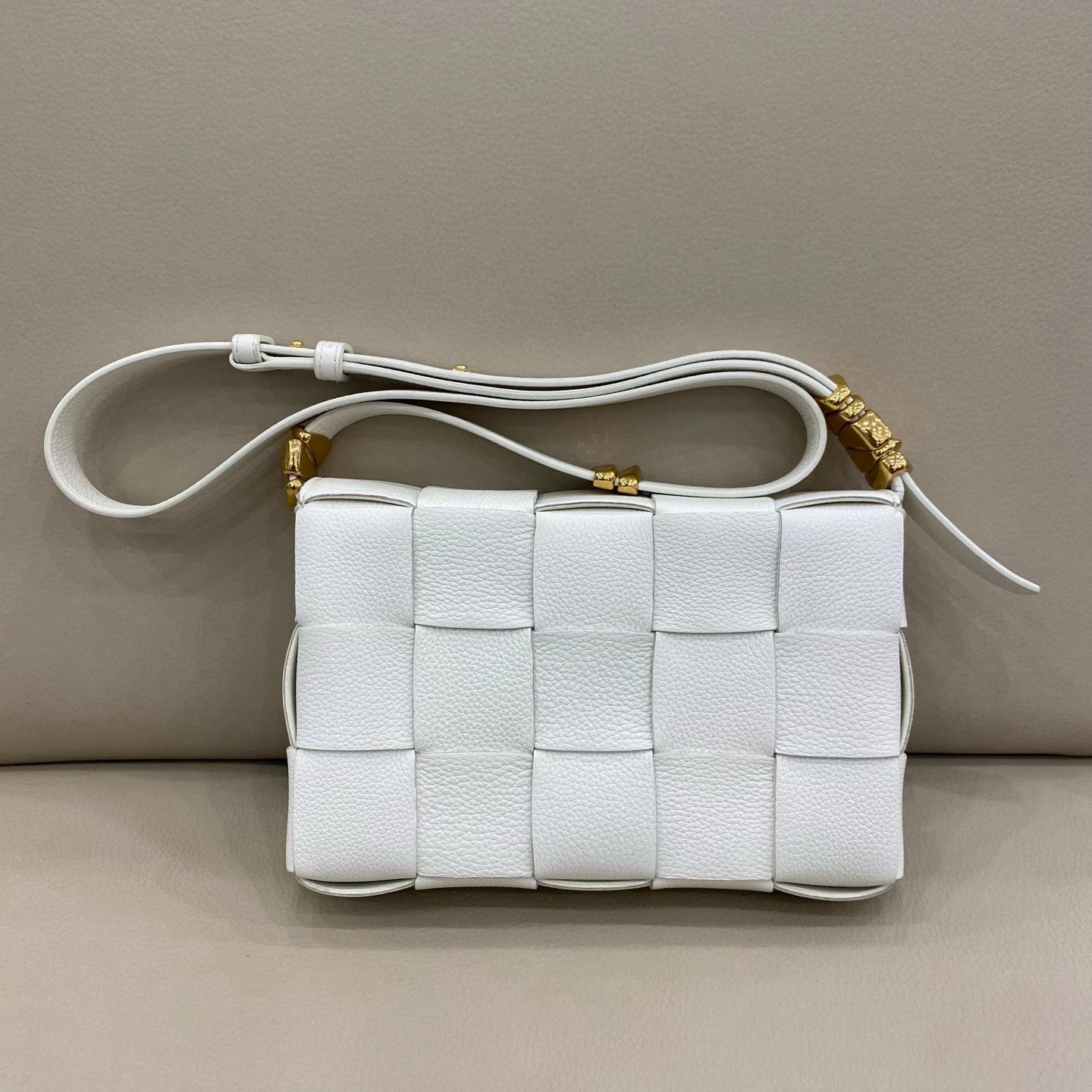Bottega Veneta White Calfskin Crossbody Bag For Women