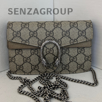 Gucci Mini Dionysus Chain Shoulder Crossbody Bag Brown Silver Women Classic
