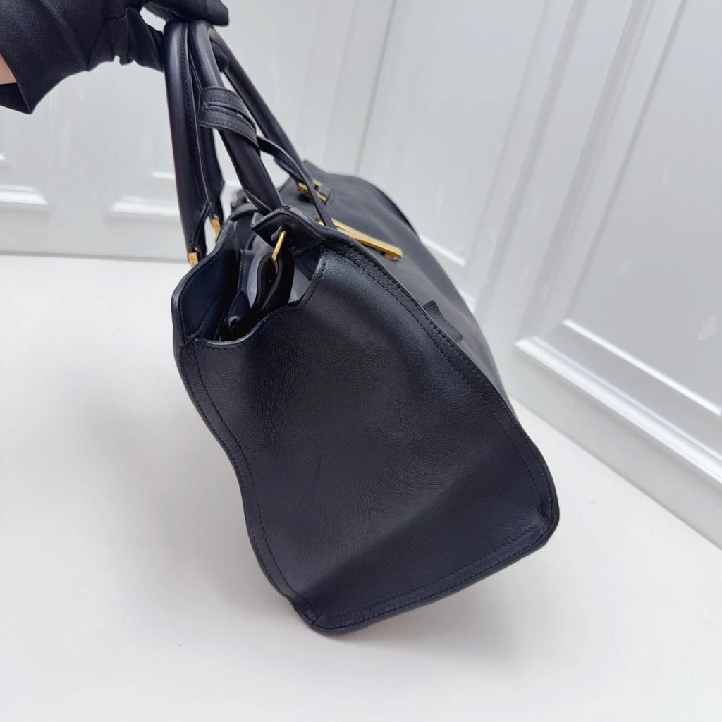 Saint Laurent Tote Black Top Handle Crossbody Bag Gold Hardware Women Fashion