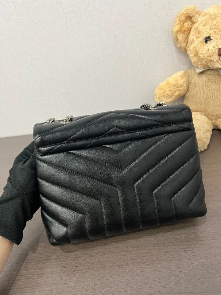 YSL Black Silver Loulou Shoulder Crossbody Bag For Women