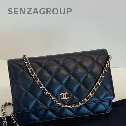 CHANEL Quilted Lambskin Crossbody Shoulder Bag Women Black