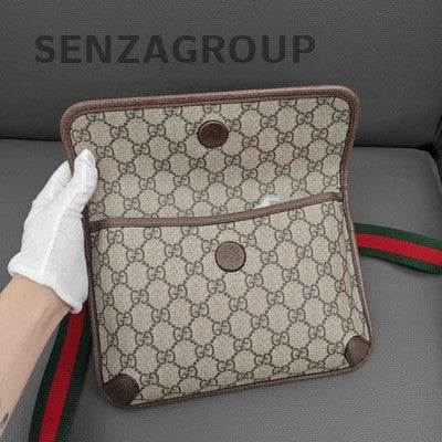 Gucci GG Supreme Tiger Head Shoulder Crossbody Bag Women's Classic Brown Gold