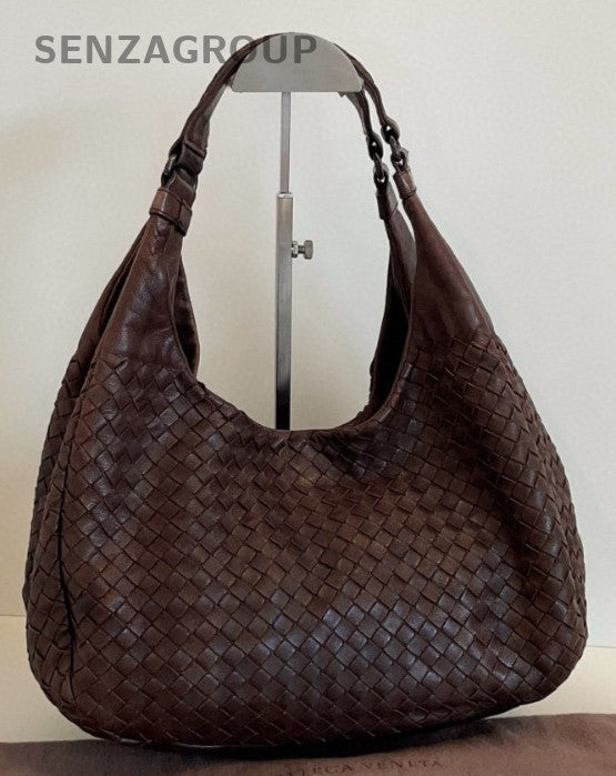 Bottega Veneta Intrecciato PM Hobo Top Handle Shoulder Bag Brown Women Classic