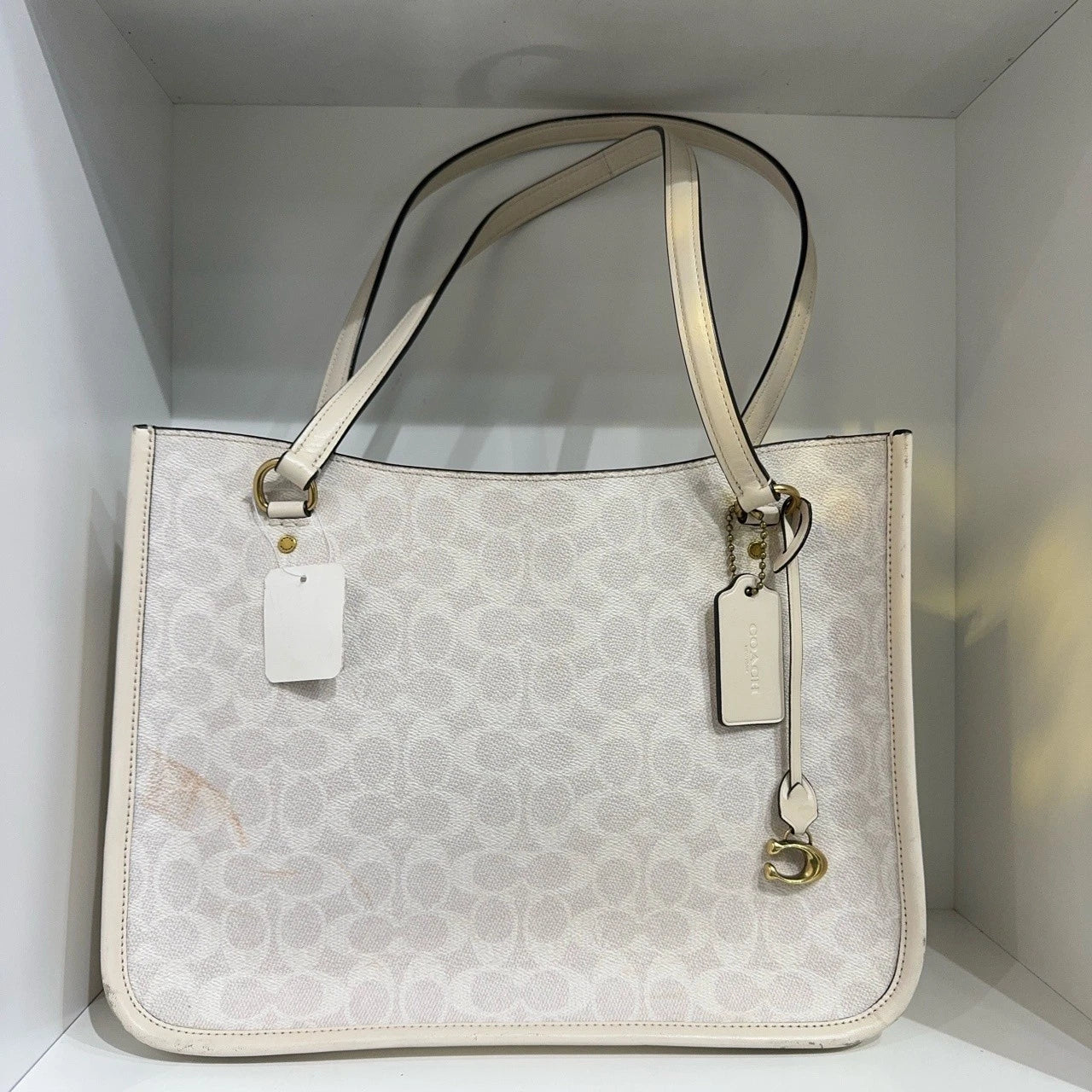 COACH Tyler 35 Women's Signature Canvas Calfskin Handbag Shoulder Bag