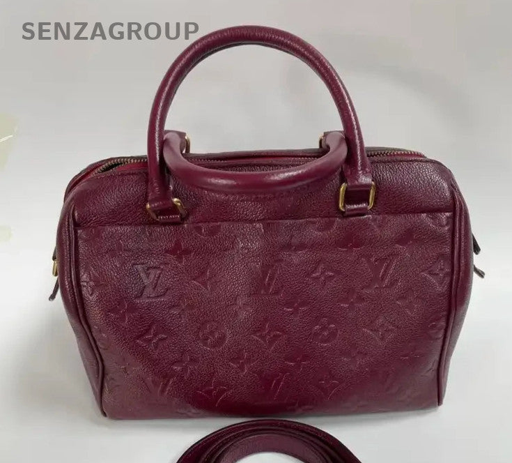 Louis Vuitton Speedy Monogram Top Handle Bag Crossbody Purple Gold Women Classic