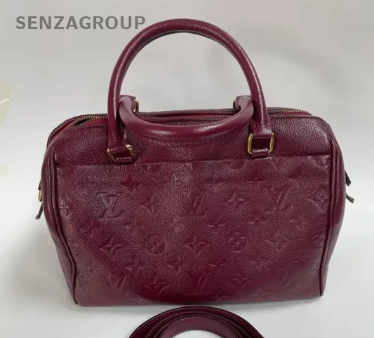 Louis Vuitton Speedy Monogram Top Handle Bag Crossbody Purple Gold Women Classic