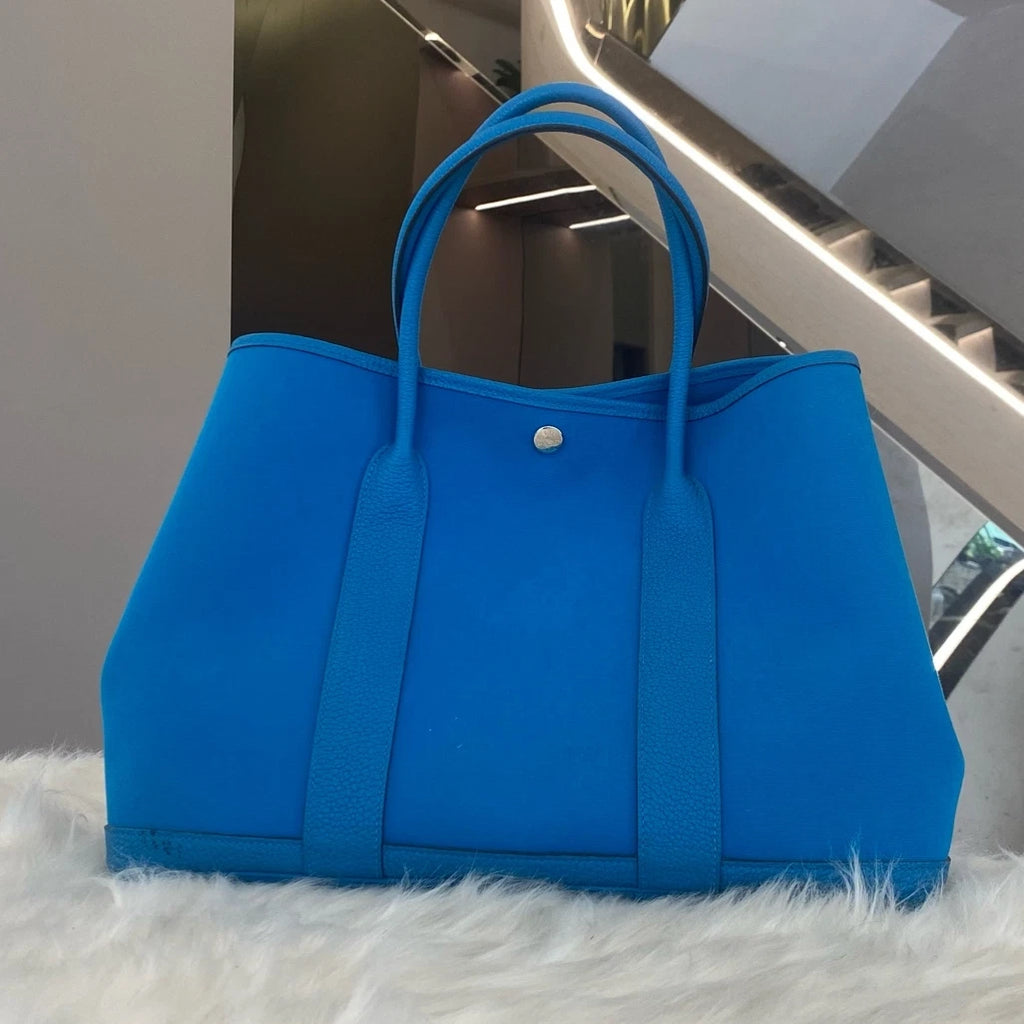 Hermès Garden Party 36 Tote Bag Blue Silver Hardware Women's Classic