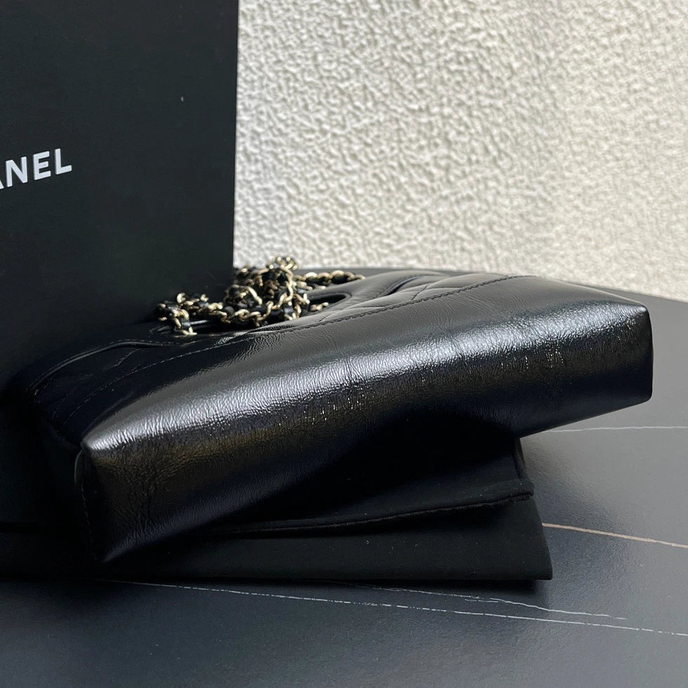 Chanel 31Bag Nano Chain Top Handle Crossbody Black Gold Diamond Women Classic