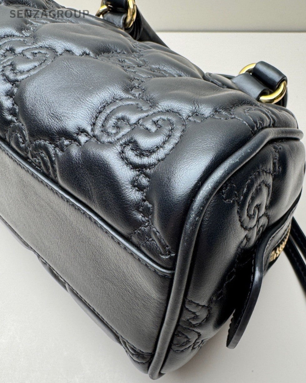 Gucci Matelasse Mini Boston Top Handle SHoulder Crossbody Bag Black Women