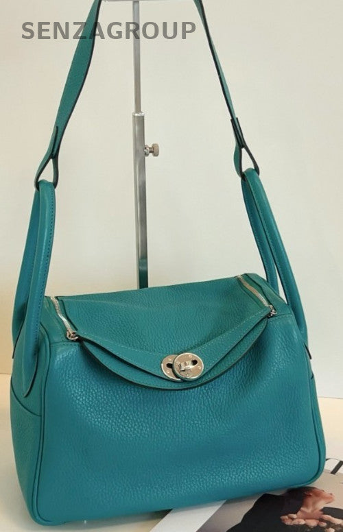 Hermes Lindy26 Shoulder Bag Green Silver Used Women Classic Designer