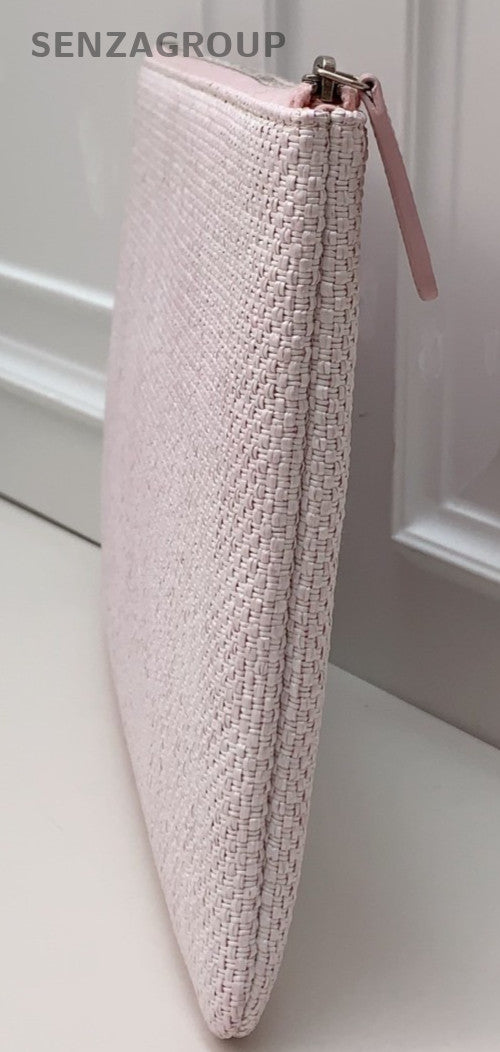 CHANEL Weave Clutch Bag Pink Cute Women