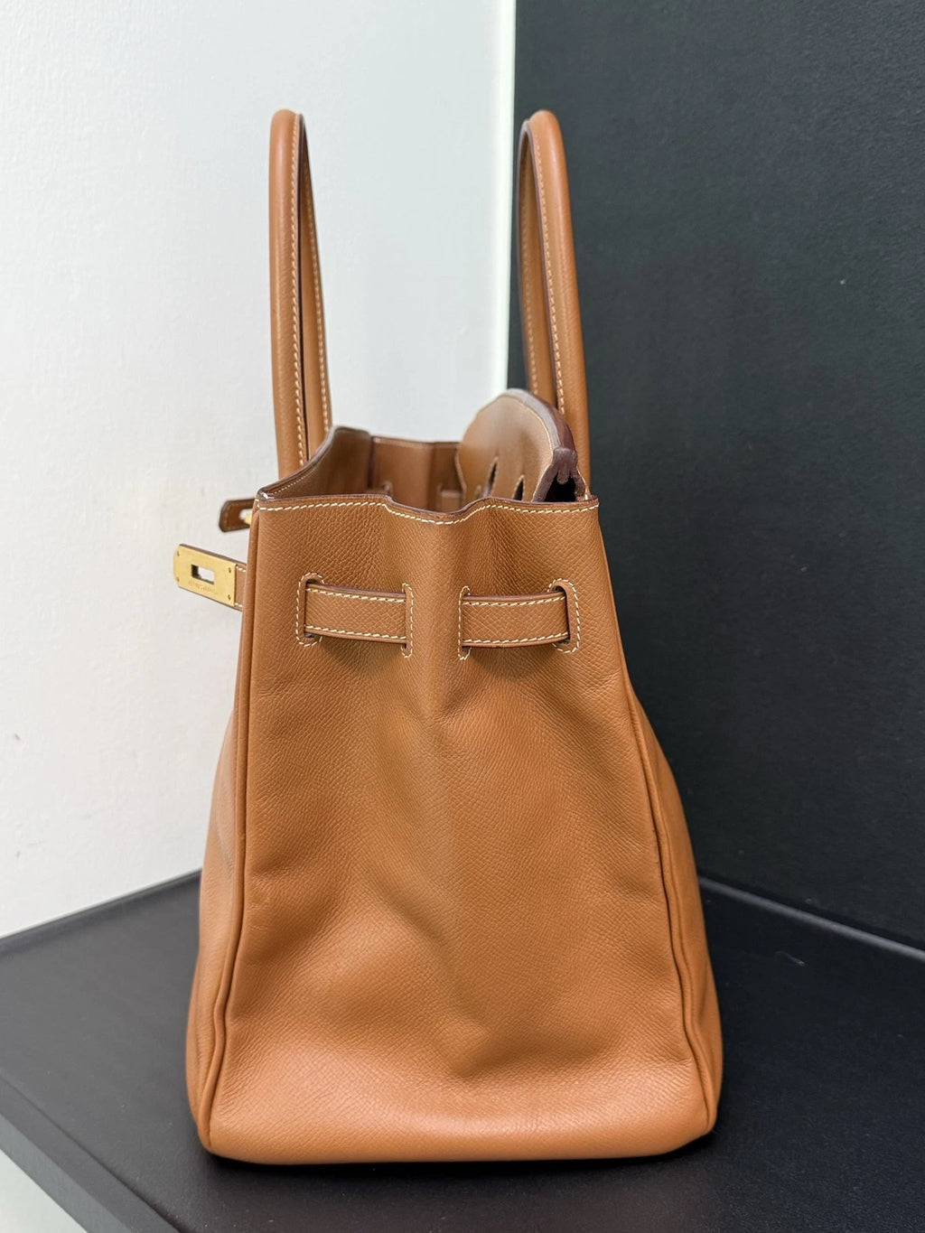 Hermes Birkin35 Epsom Leather Brown Gold Top Handle Bag Women Classic Fashion