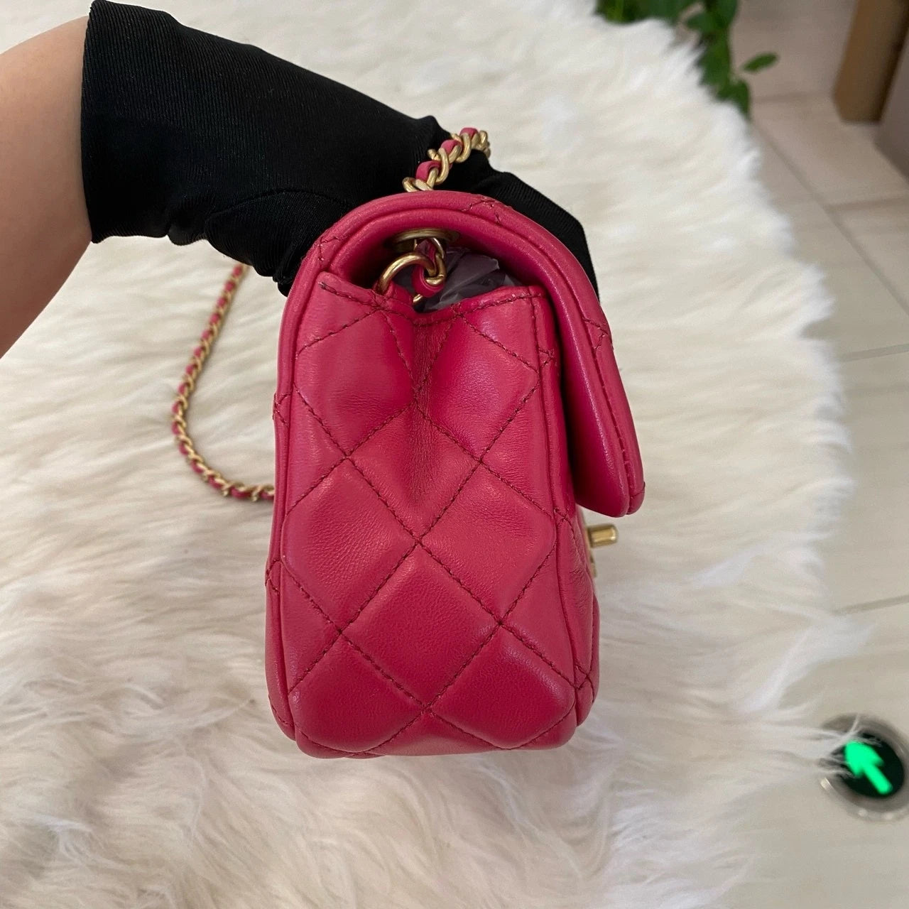 Chanel Gold Ball Mini Classic Flap Bag Pink Gold Chain Shoulder Crossbody