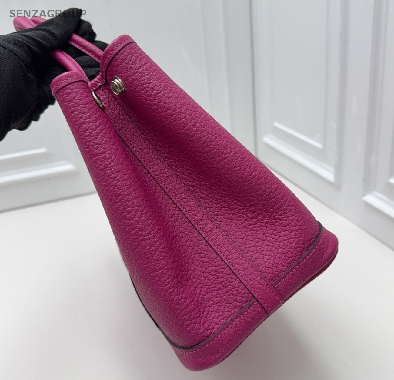 Hermes Garden Party30 Top Handle Bag Purple Silver Women Classic