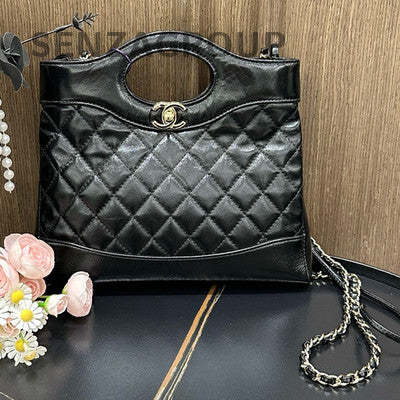 Chanel 31 Bag Mini Black Gold Quilted Lambskin Shoulder Crossbody Bag