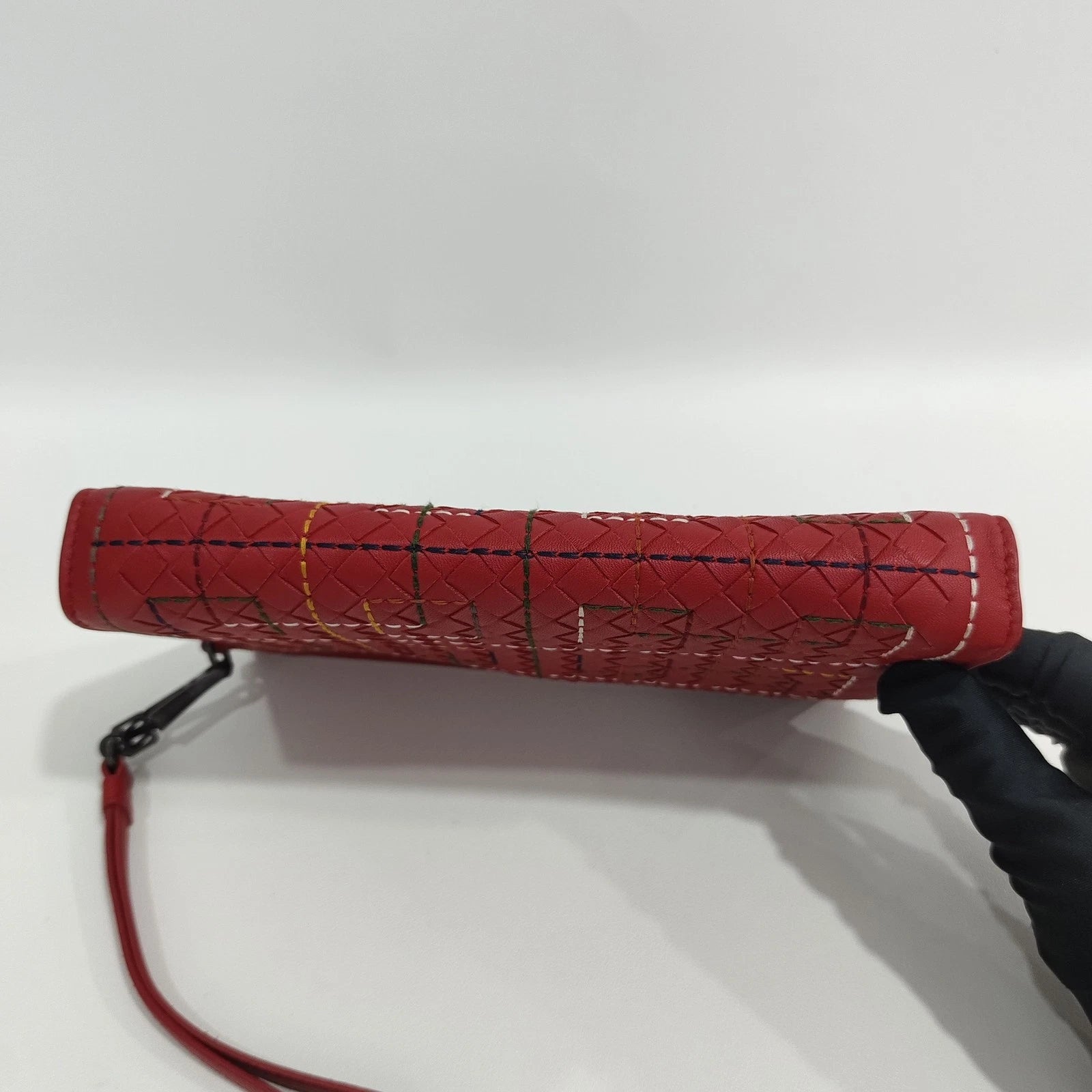 Bottega Veneta Red Woven Leather Clutch For Women