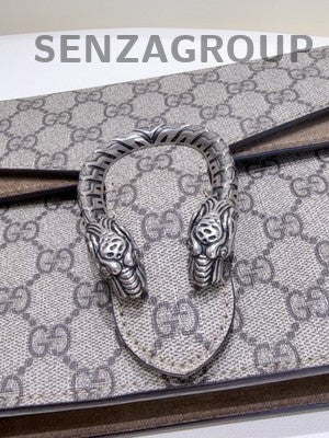 Gucci Dionysus Medium Chain Shoulder Bag Brown Silver Women Classic