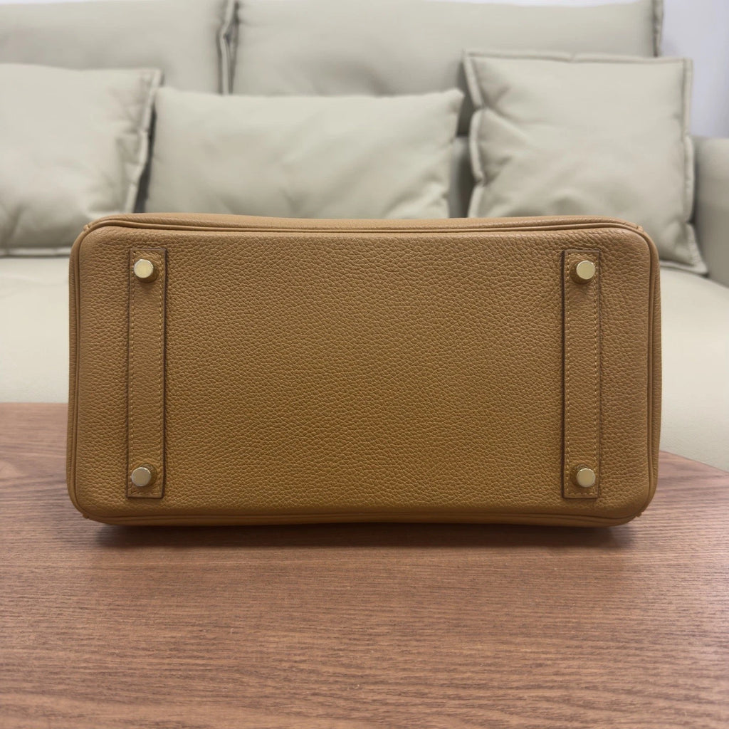 Hermes Birkin 30 Top Handle Brown Gold Women Classic