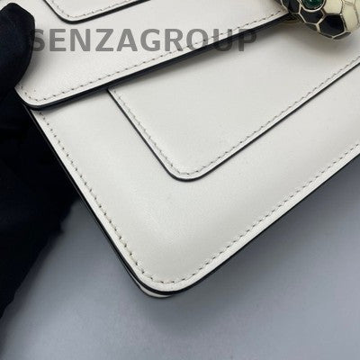 Bvlgari Serpenti Forever Small White Gold Chain Shoulder Bag Women Classic