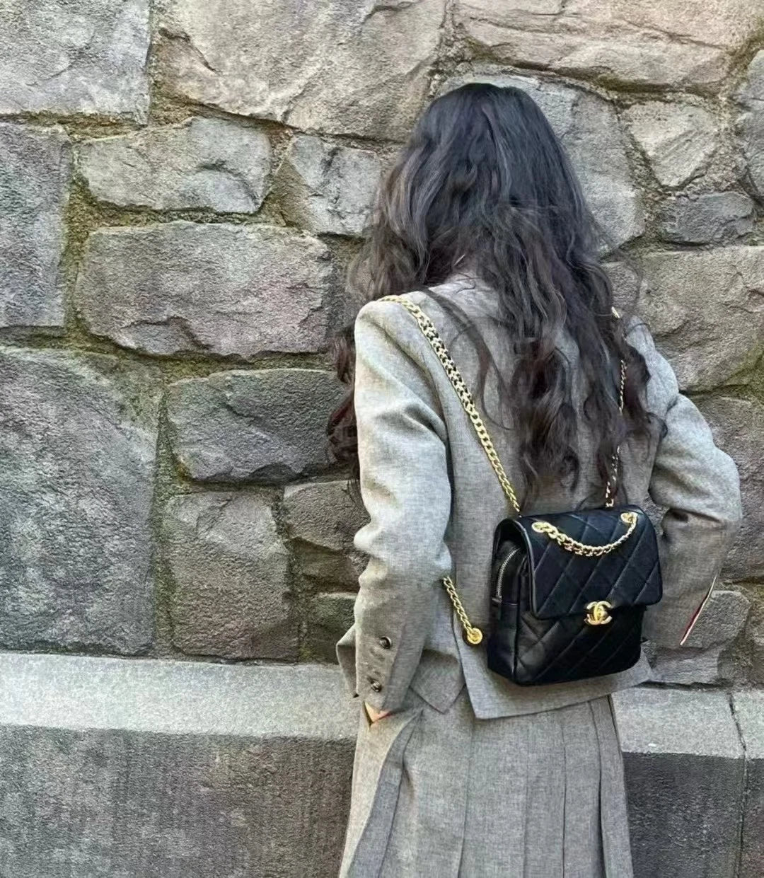NEW CHANEL Lambskin Chain Backpack For Women
