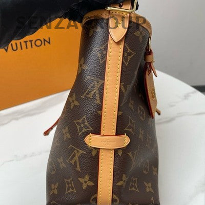 Louis Vuitton Carryall PM Monogram Shoulder Bag Brown Gold Hardware