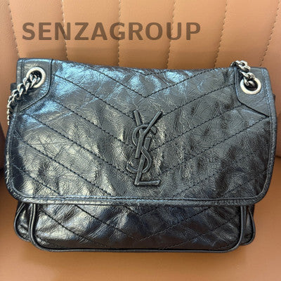 Saint Laurent Niki Medium Black Silver Chain Shoulder Bag Classic Women