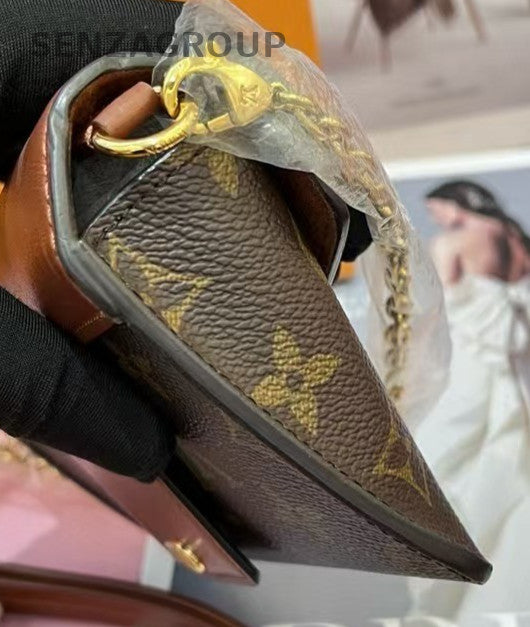 Louis Vuitton Padlock On Strap Monogram Chain Shoulder Bag Crossbody Brown Women