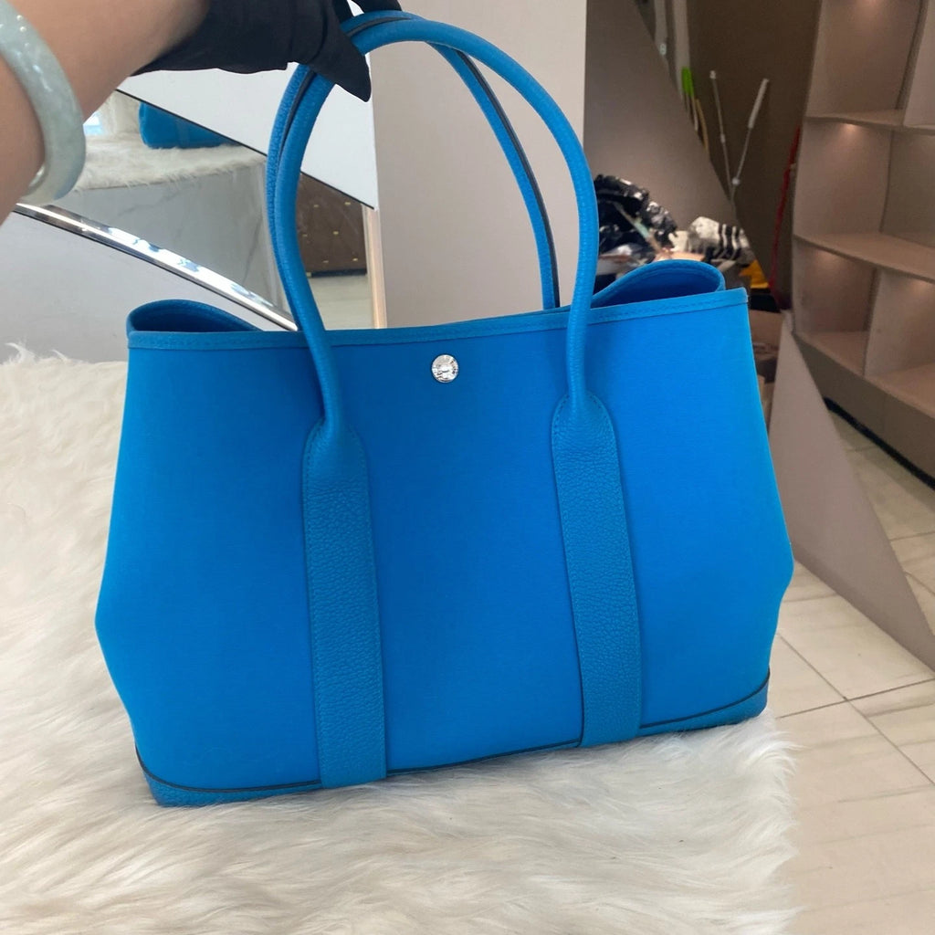 Hermès Garden Party 36 Tote Bag Blue Silver Hardware Women's Classic