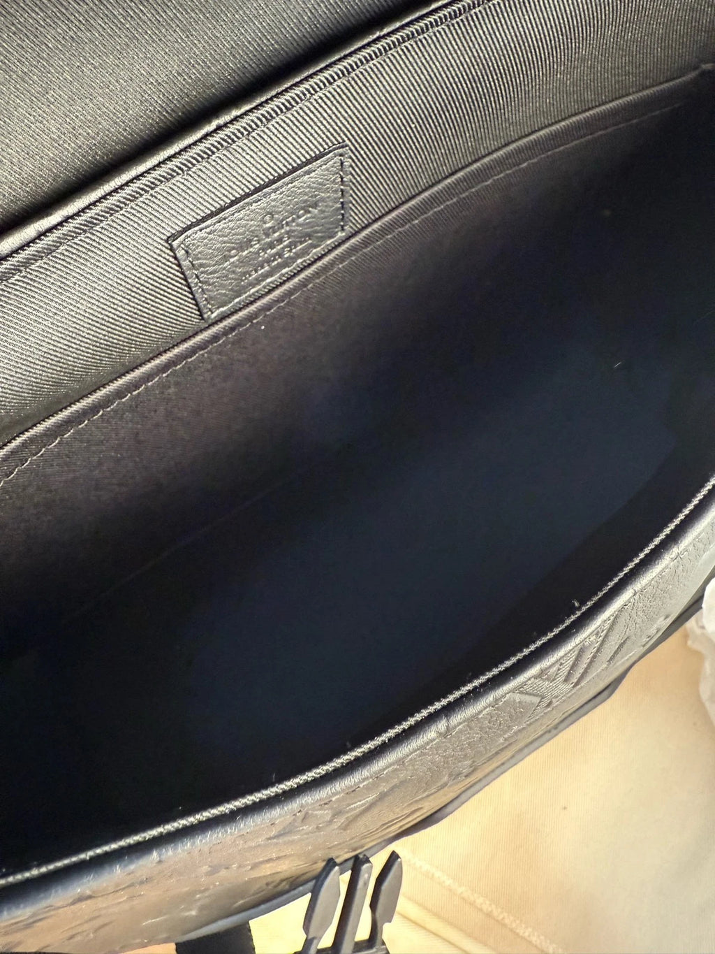 Louis Vuitton Voyager Monogram Shadow Black Embossed Leather Messenger Bag