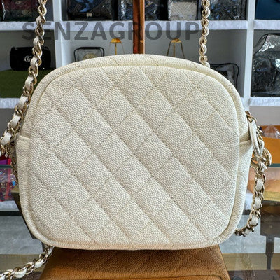 Chanel Quilted Mini Camera Bag Silver Chain Crossbody Bag for Women
