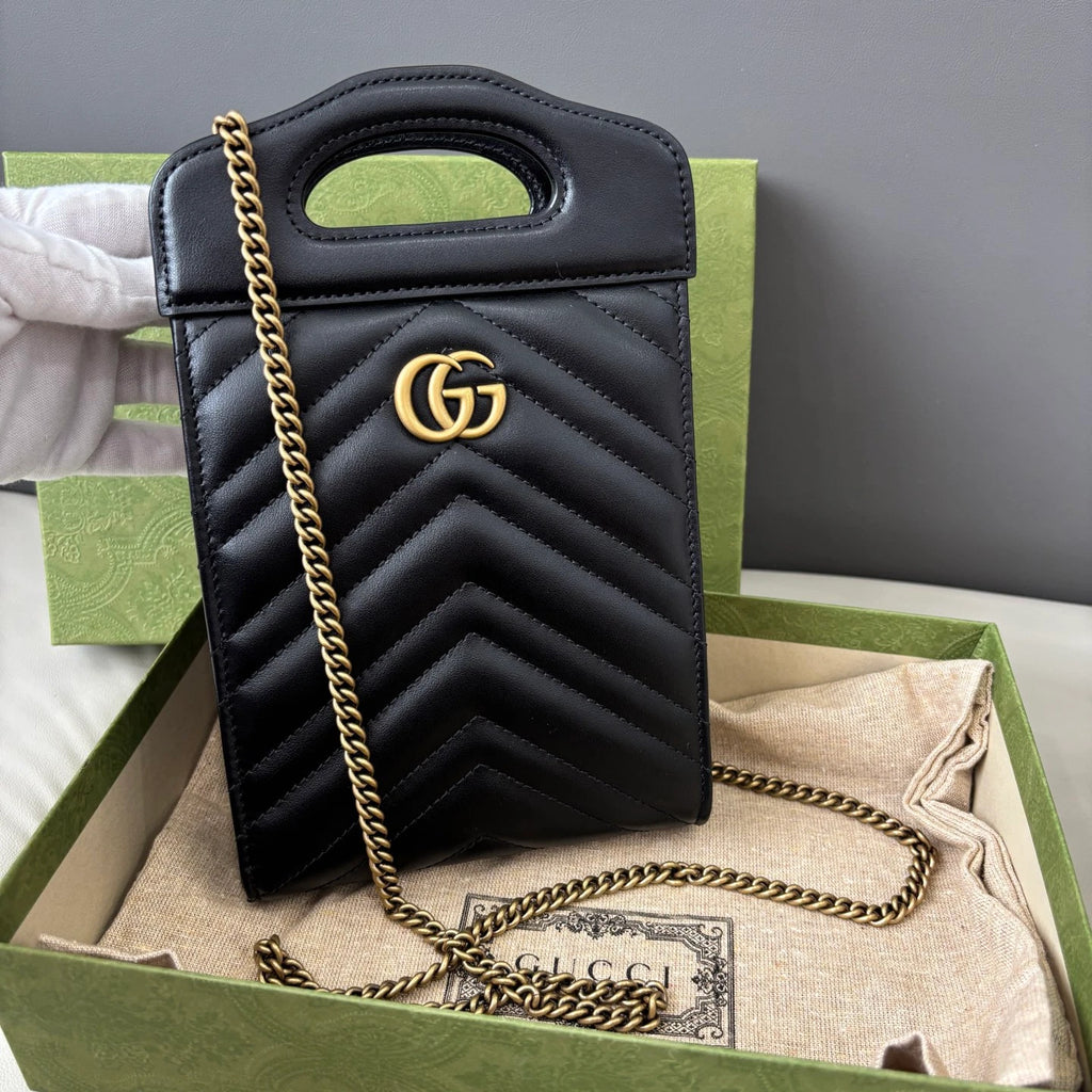 Gucci Marmont Black Gold Shoulder Bag Crossbody Excellent