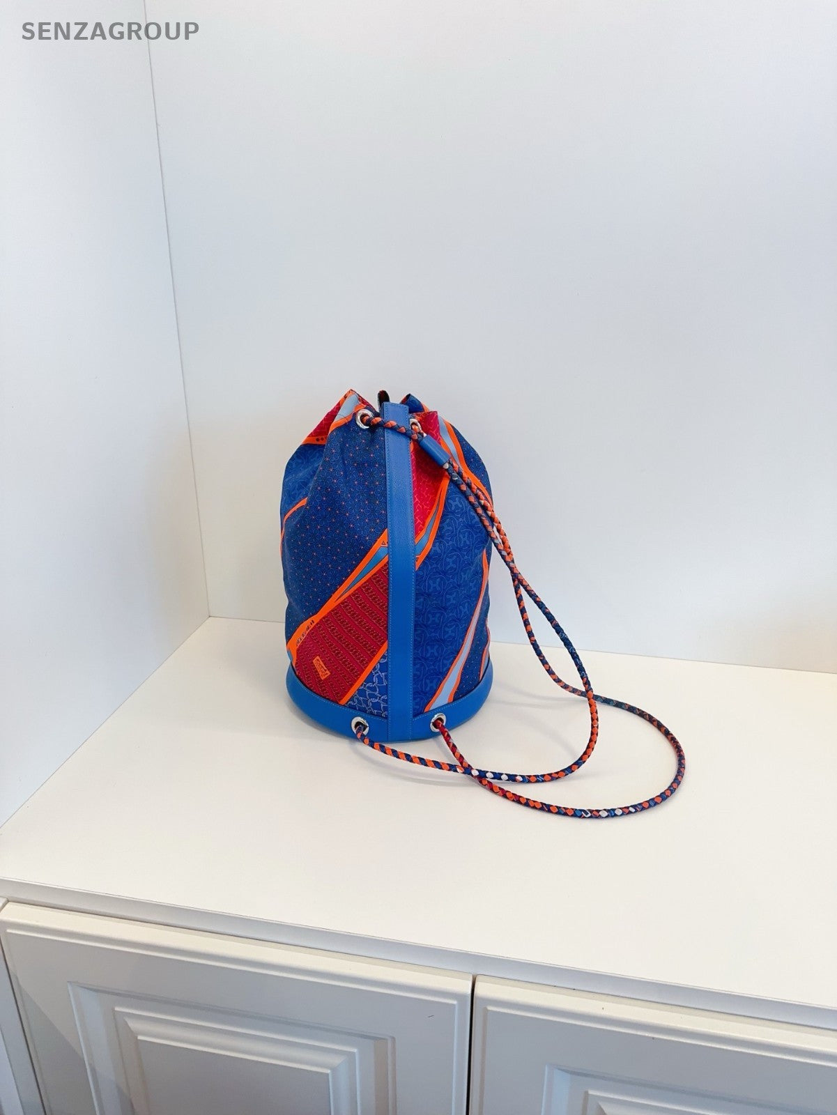 Hermes Orange Blue Drawstring Bucket bag